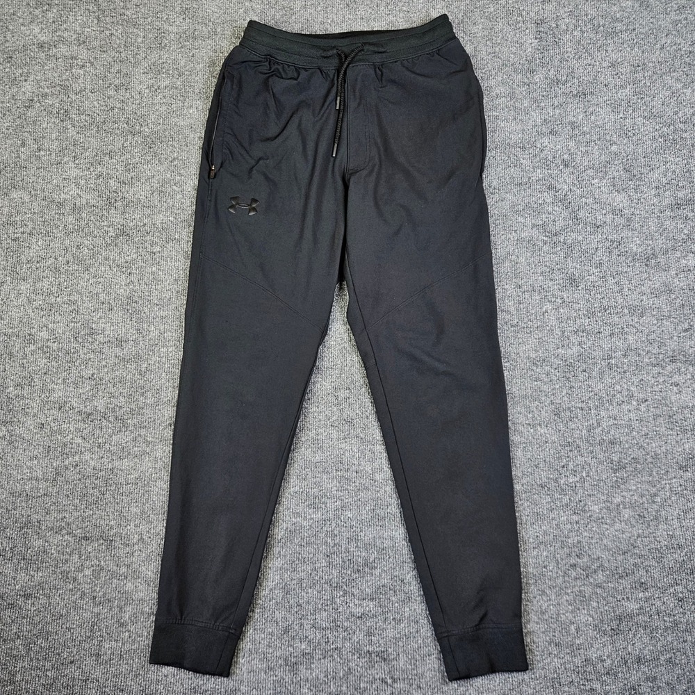 Under Armour Sportstyle Elite Joggers Pants Mens M HeatGear Fitted Black 1351089